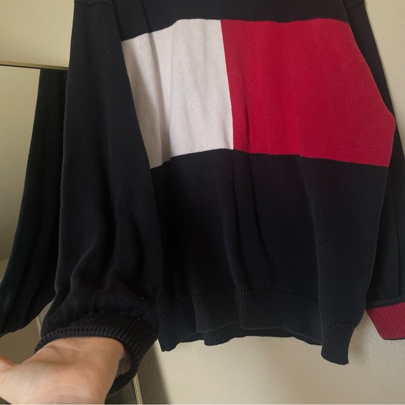 Tommy Hilfiger Golf Mens XL Pullover Sweater Blue Red White Heavy Knit - Picture 4 of 4